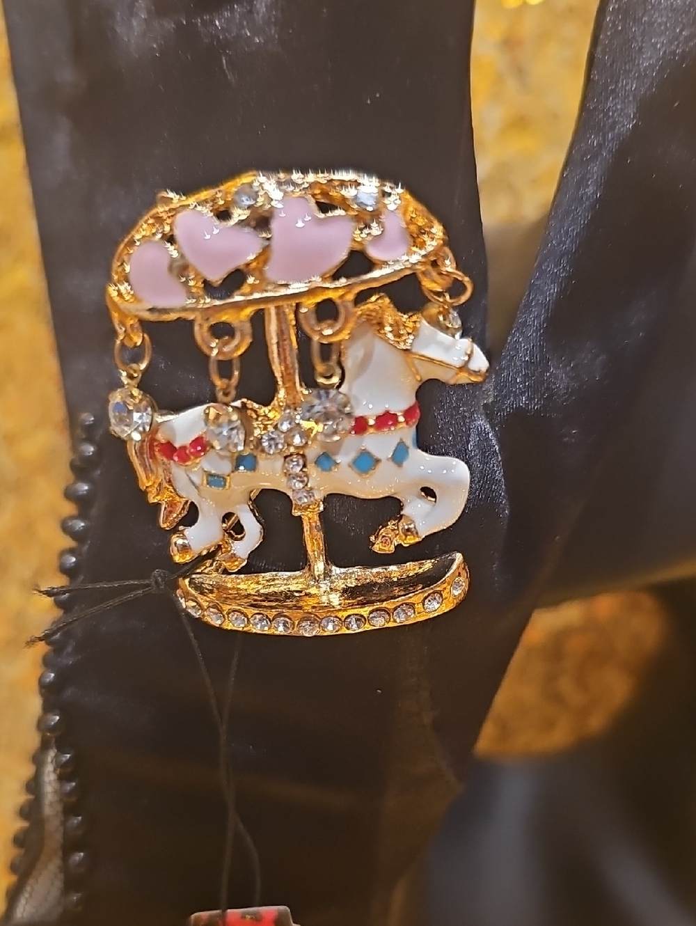 Betsey Johnson Jewelry set with a carousel horse pin and a pair of rose Earings - Picture 4 of 7